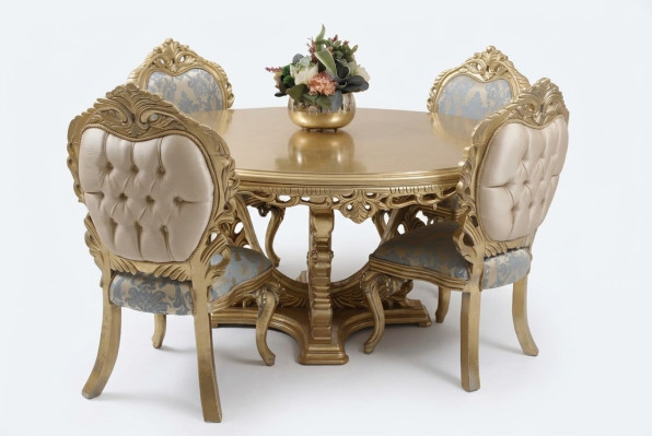 Tavolo da pranzo di lusso rotondo Design tavolo classico da pranzo Mobili in oro Nuovo