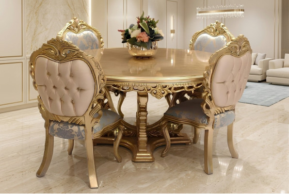 Set di 6 sedie da pranzo in legno di design in stile antico di lusso, nuove. Set di 6 sedie da pranzo in legno di design in stile antico di lusso, nuove.