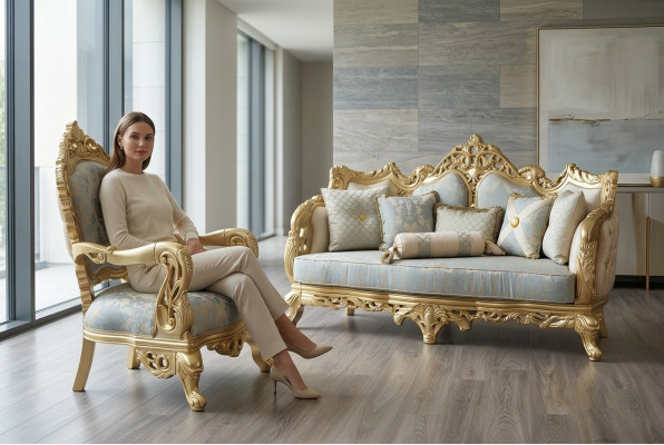 Set completo di divani classici 3+1+1 composti da divano a 3 posti e 2 poltrone relax.