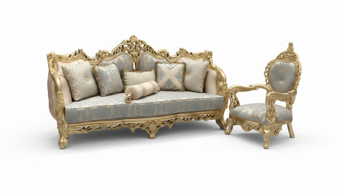 Set completo di divani classici 3+1+1 composti da divano a 3 posti e 2 poltrone relax.