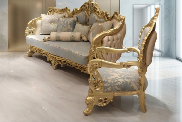 Divano Chesterfield 3 posti in stoffa classica in legno nuovo