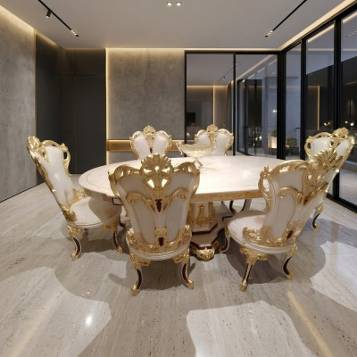 Set di sedie da sala da pranzo 6x sedie Set di mobili di lusso Gruppo poltrona Divano da salotto   Traduzione in italiano: Set di sedie per sala da pranzo 6x sedie Set di mobili di lusso Set poltrona Divano da salotto