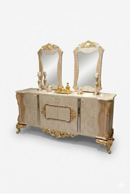 Comò specchio legno mobile credenza armadio mobile lusso legno nuovo
