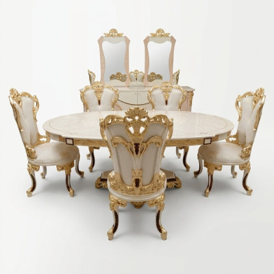 Set da pranzo 6 sedie gruppo da pranzo in legno Sedia imbottita Sedia di lusso Tessuto Nuovo