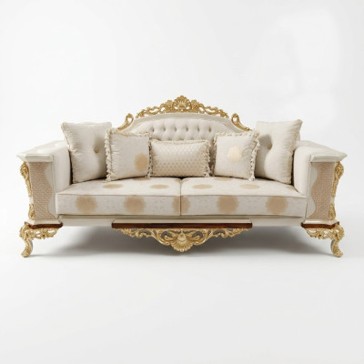 Divano design a tre posti - Divano Chesterfield a tre posti in tessuto, nuovo.