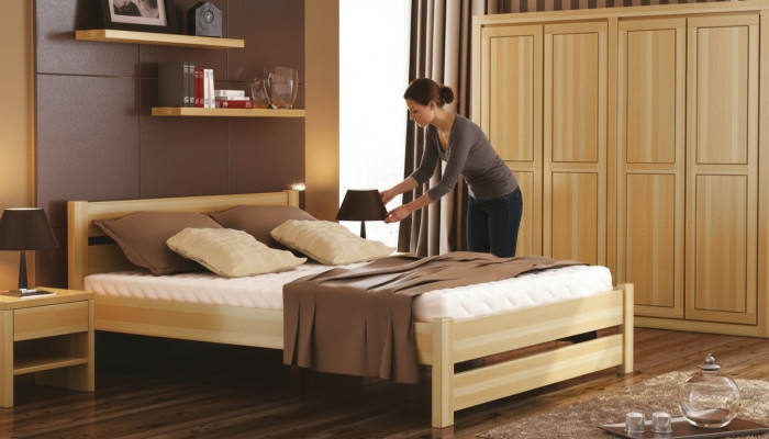 Camera da letto 3 pezzi. Set Letto Comodini 2x Letti Legno massiccio in legno massello