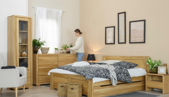 Camera da letto Letto in legno Vero legno Letto Letti Hotel 180x200 cm Stile Mobili massicci