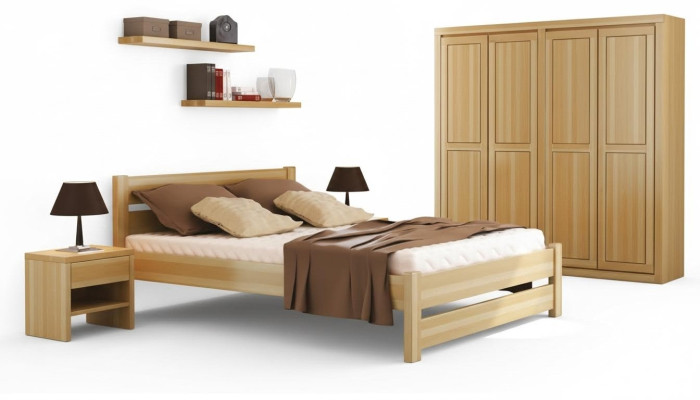 Camera da letto completa 5 pezzi. Letto Comodini veri Legno massiccio Mobili nuovi