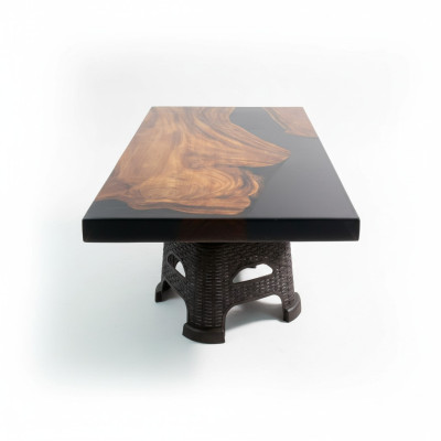 Tavolino River Table massiccio 100x60 Tavolo fluviale in legno massiccio