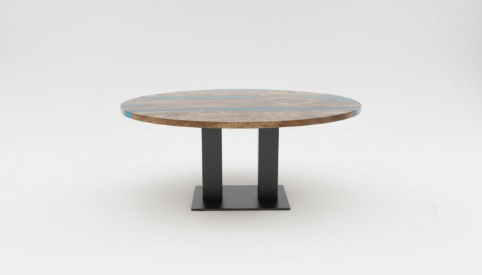 Tavolo da pranzo rotondo River Table in legno reale tavolo fluviale 150cm tavoli in resina epossidica