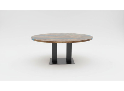 Tavolo da pranzo rotondo River Table in legno reale tavolo fluviale 150cm tavoli in resina epossidica