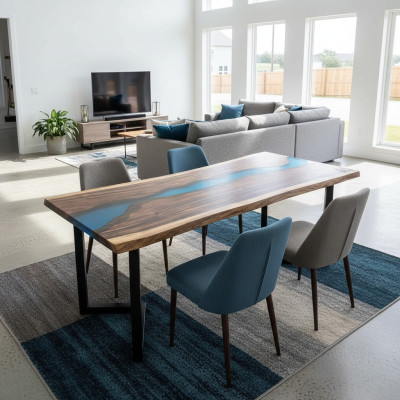 Tavolo in resina epossidica River Table in legno massiccio vero Tavoli 120x60