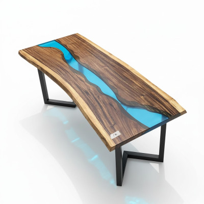 Tavolo in resina epossidica River Table in legno massiccio vero Tavoli 120x60