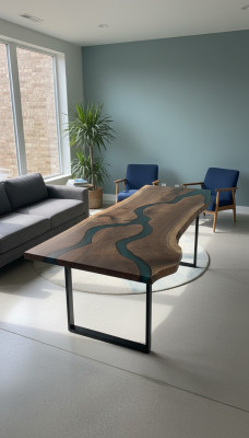 Tavolo da pranzo River Table in legno vero Decorazione Tavolo fiume Massiccio Resina epossidica Tavoli