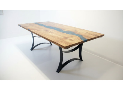 Tavolo tavolo da pranzo tavoli resina epoxi mobili design massiccio 240x100 legno vero e proprio epossidico