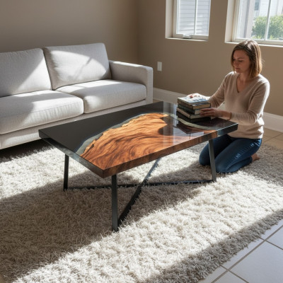 Tavolino River Table in resina epossidica Massivi Tavoli 70x40 Tavolo fluviale