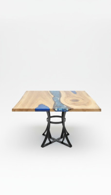 Tavolo da pranzo River Table in legno massiccio, tavoli da 110x110.