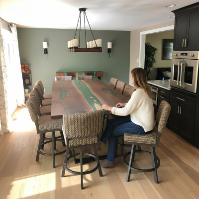 Tavolo da pranzo River Table Massiv Tische 240x100 tavolo fluviale in resina epossidica Sea Waterfall