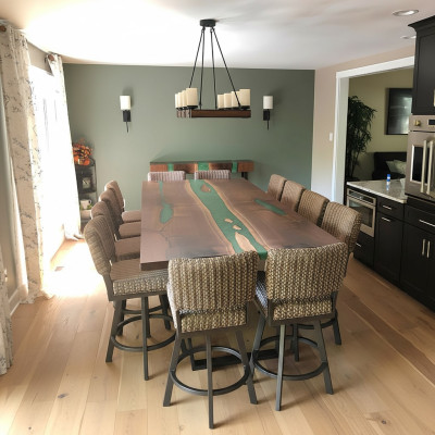 Tavolo da pranzo River Table Massiv Tische 240x100 tavolo fluviale in resina epossidica Sea Waterfall