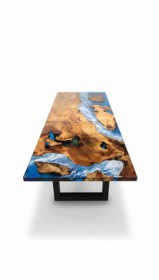 Tavolo da pranzo Design in resina Tavoli moderni Mare Fiume Mobili 220x90 Epossidico Oceano
