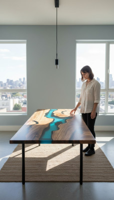 Tavoli moderni Tavolo da pranzo Design Tavolo in resina Mare Fiume Mobili 220x90 Resina epossidica Oceano