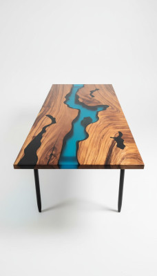 Tavoli moderni Tavolo da pranzo Design Tavolo in resina Mare Fiume Mobili 220x90 Resina epossidica Oceano