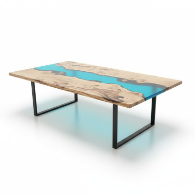 Fiume tavoli Tavolo da pranzo Design tavolo Mobili moderni 220x100 Resina epossidica Oceano Mare