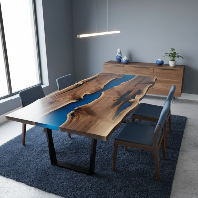 Fiume Tavoli Tavolo da pranzo Design Tavolo Moderno Mare Mobili 220x90 Resina epossidica Oceano
