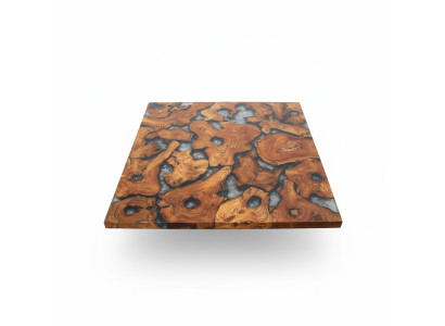 Epoxidharz tavolo in legno massello vero con resina epoxica cascata d'acqua tavolo in resina 100x100