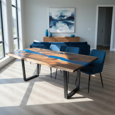 Tavolo tavolo da pranzo tavoli resina epossidica legno massiccio di vero design mobili 240x100
