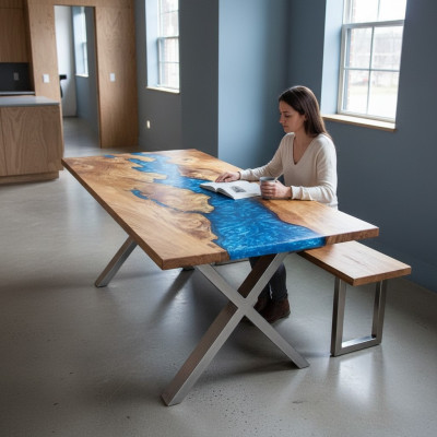 Tavolino River Table in legno massiccio 120x90.