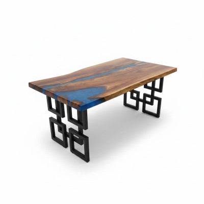 Tavolo da caffè Blue River Table in legno vero Tavolo fluviale 140x80 Tavoli