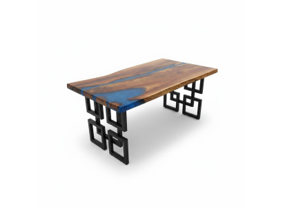Tavolo da caffè Blue River Table in legno vero Tavolo fluviale 140x80 Tavoli