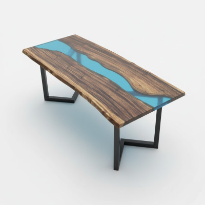 Tavolo da salotto River Table massiccio Tavoli 100x50 Tavolo fluviale mare Cascata d'acqua