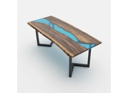 Tavolo da salotto River Table massiccio Tavoli 100x50 Tavolo fluviale mare Cascata d'acqua