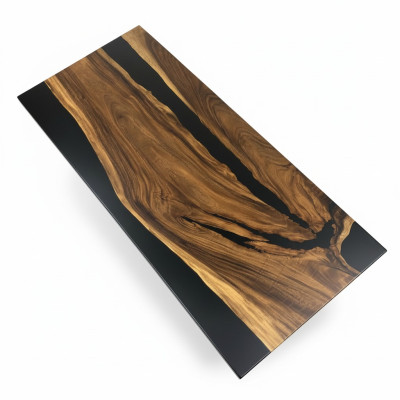 Tavolo da pranzo Black River Table in legno massello 220x95 tavoli in resina epossidica nuovi