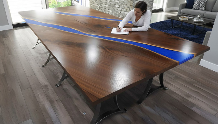 Tavolo in legno per sala da pranzo in resina epossidica Mobili tavolo da conferenza in resina epossidica nuovi