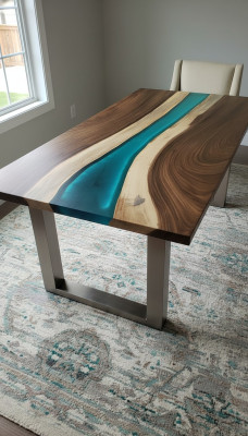 Tavolo da pranzo in resina epossidica tavoli in legno massello di vero legno design massiccio mobili 240x100