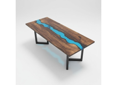 Resina epossidica tavolo in legno massiccio vero blu acqua tisch epoxy mobili nuovi