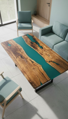 Tavolo da pranzo Design Tavolo Tavoli moderni Mare Oceano Fiume Mobili 200x90 Resina epossidica