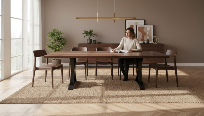 Resina epoxidica Tavolo da pranzo in legno massiccio Mobili massicci Tavolo in resina ad effetto cascata 240x100cm