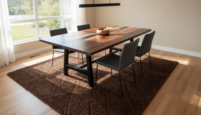 Tavolo da pranzo in resina epossidica in legno massiccio genuino, mobili massicci tavolo epossidico nuovo