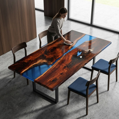 Tavoli Tavolo da pranzo Design tavolo Moderno Mare Fiume Mobili 200x90 Resina epossidica Oceano