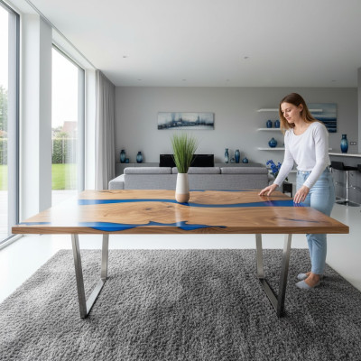 Tavolo da pranzo design moderno tavolo mare fiume mobili 220x90 resina epossidica oceano