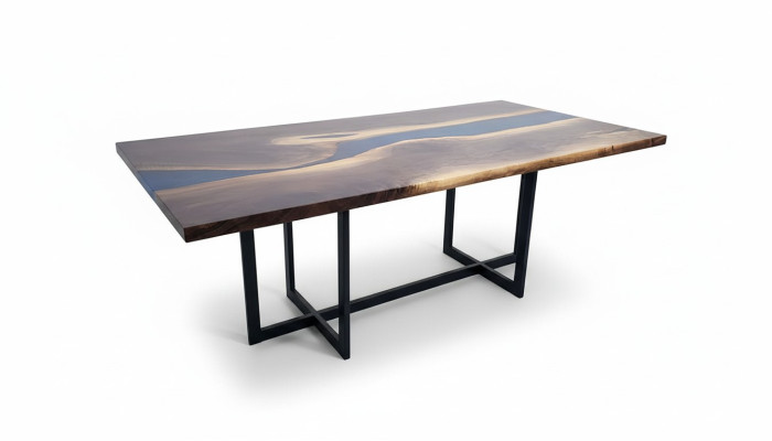 Tavolo da pranzo Design Resina Moderni Tavoli Mare Oceano Fiume Mobili 220x90 Epossidico