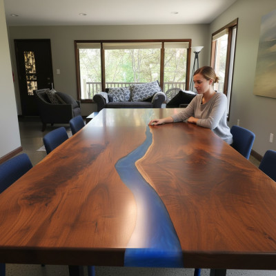 Tavolo da pranzo Design Tavolo Tavoli moderni Mare Oceano Fiume Mobili 220x90 Resina epossidica