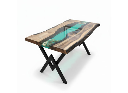 Tavolo tavolo da pranzo tavoli resina resina massiccio mobili di design 200x100 legno autentico epossidico