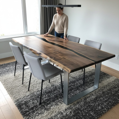 Tavolo tavolo da pranzo tavoli resina epossidica resina epossidica legno massello di design autentico mobili 220x90.