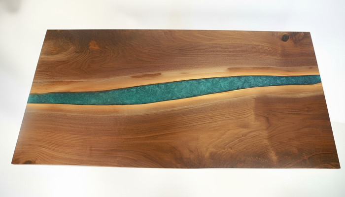 Vero legno resina epossidica tavolo fiume nero acqua tavolo in resina mobili massicci.