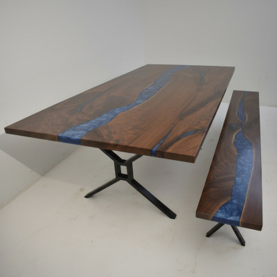 Design Tavolo Panca Tavolo da pranzo Tavolo da cucina Tavoli Panche Massiccio Legno vero Soggiorno